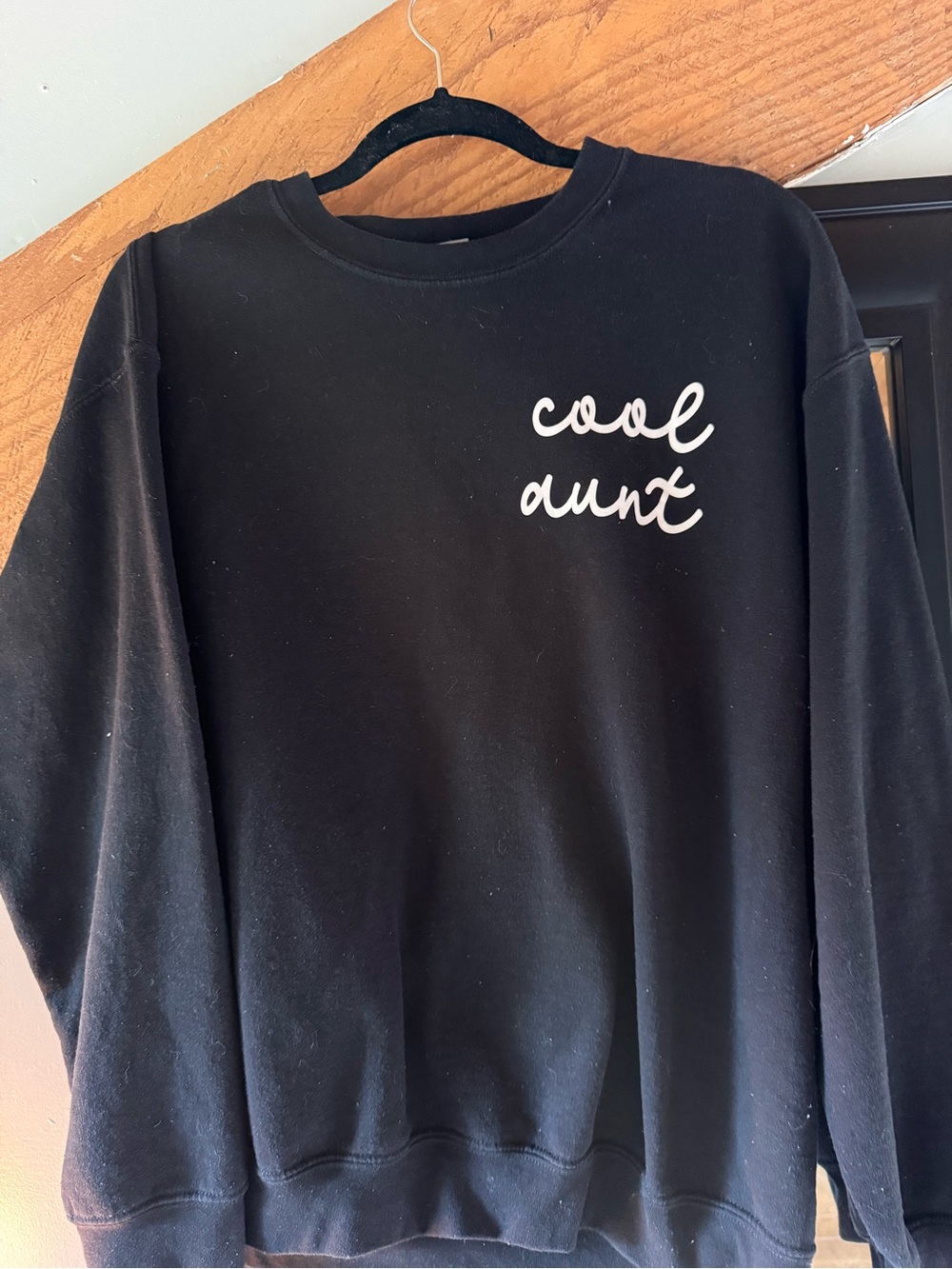 Gildan Black Sweatshirt with White "cool aunt" Script